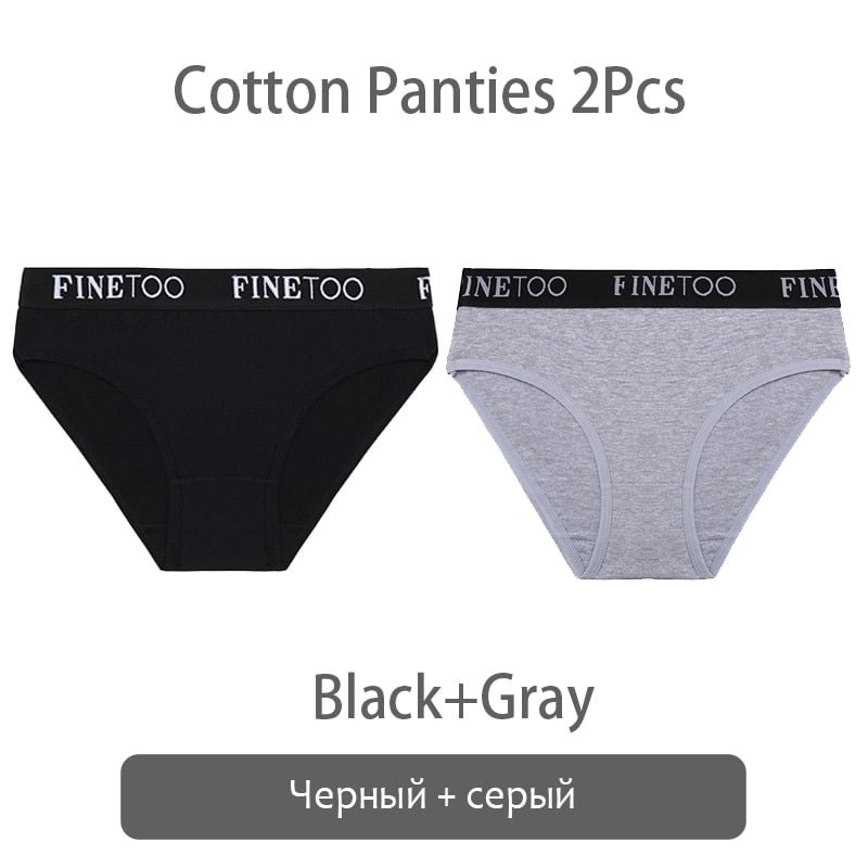 FINETOO Cotton Briefs Women Letter Underwear M-2XL Female Soft Underpants Plus Size Panty Fashion Ladies Low Waist Underwear New