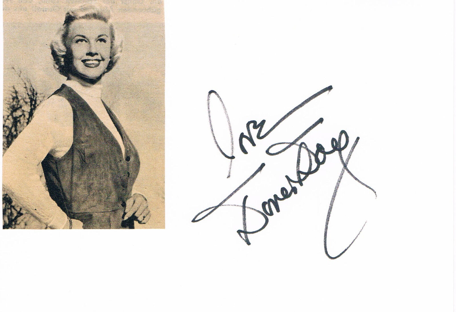 Doris Day 1924-2019 signed card 4x6