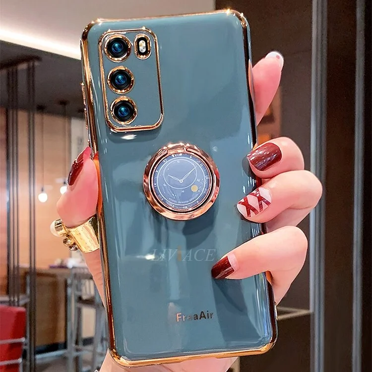 Ring Holder Silicone Phone Case For Xiaomi Mi Poco M3 Luxury Plating Gold Bumper Stand Soft Tpu Back Cover xiomi poko M3 houses