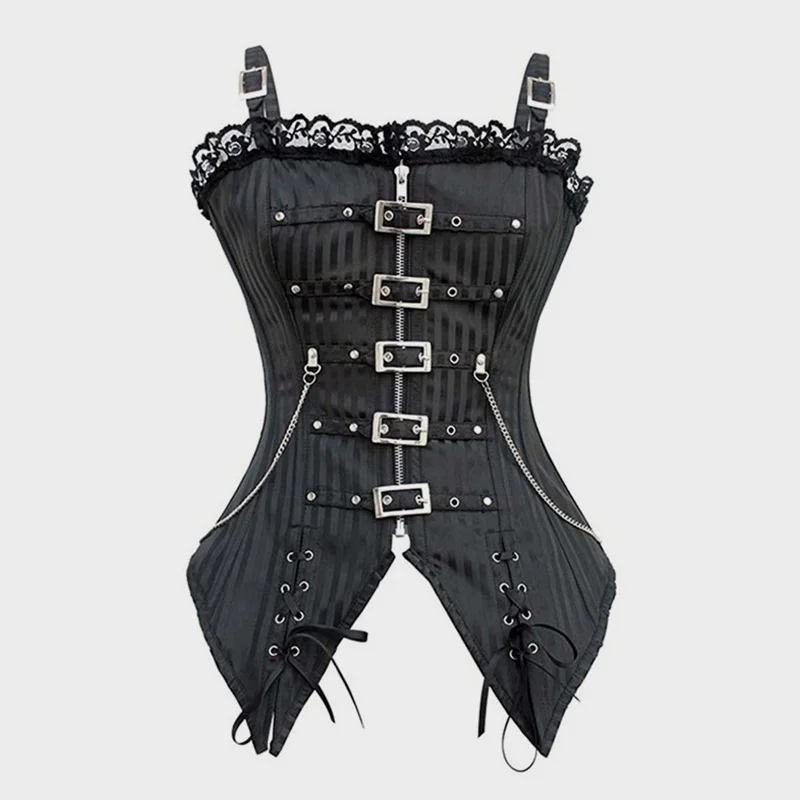 Zipper Buckle Punk Court Corset