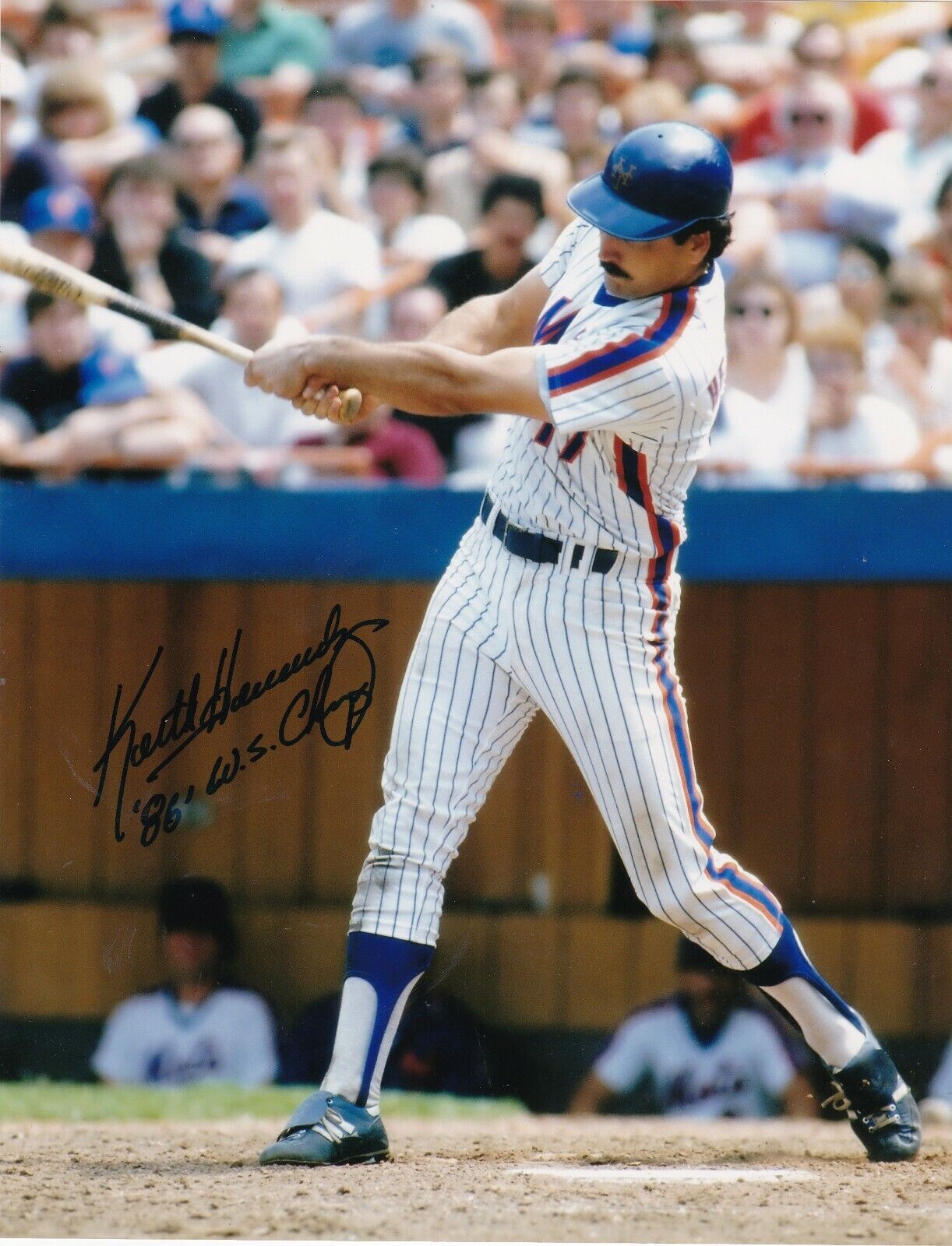 KEITH HERNANDEZ NEW YORK METS 1986 WS CHAMPS ACTION SIGNED 8x10