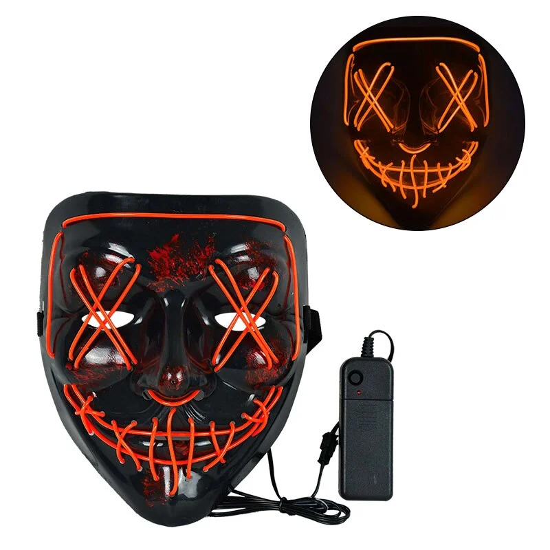 Cosmask Halloween Party Led Mask Masque Masquerade Neon Light Glow In The Dark Mascara Horror Glowing Masks Costume Supplies