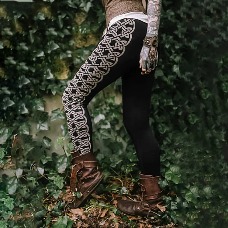 Tribal Celtic Witch Print Retro Leggings