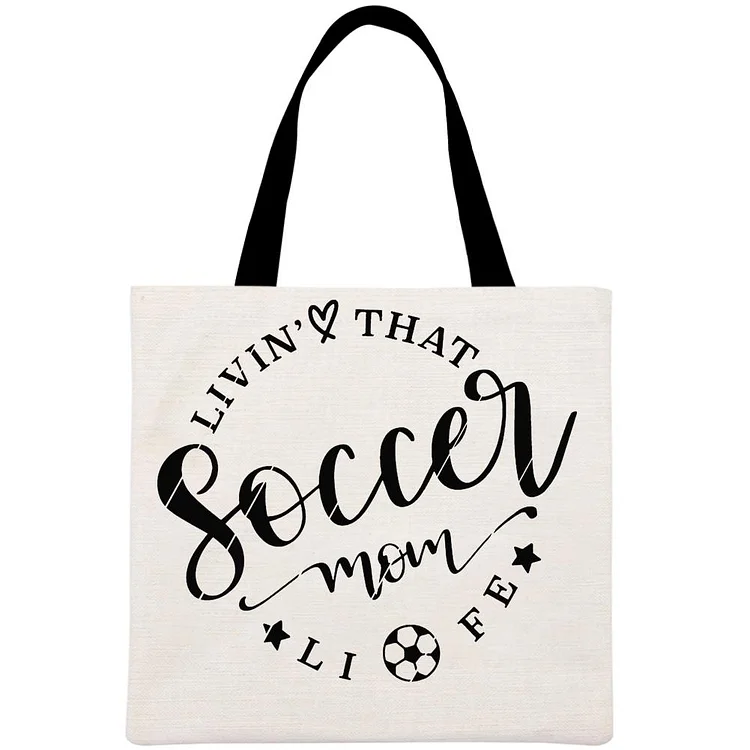 Living that soccer mom life Printed Linen Bag-Annaletters