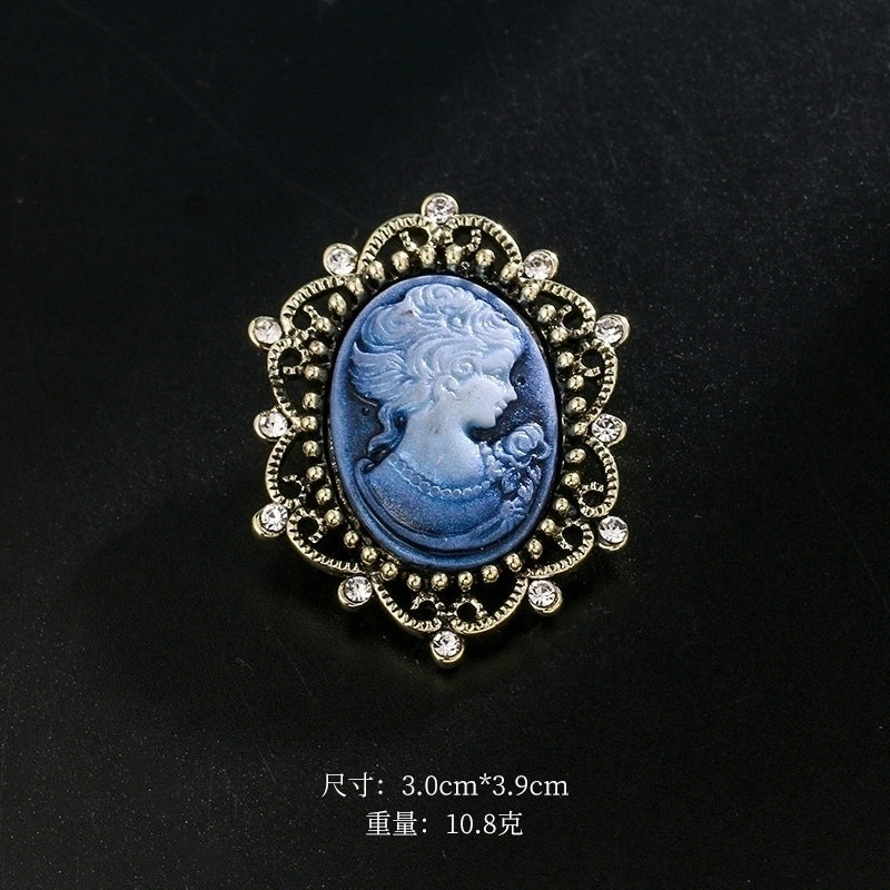 Retro Pin Portrait Alloy Plating Rhinestones Women’S Brooches