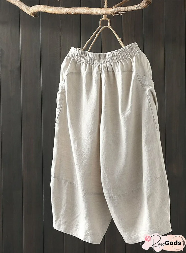 Women Cotton-Blend Casual Pants