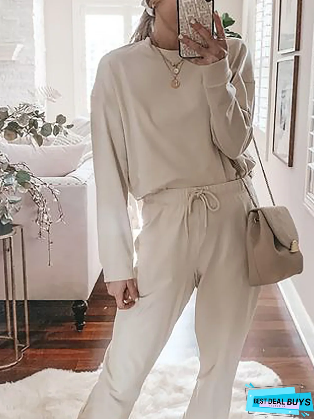 Crew Neck Jersey Plain Loose Set