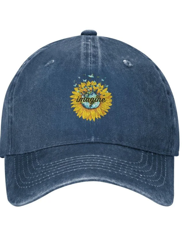 Imagine Sunflower Plant Graphic Adjustable Hat socialshop