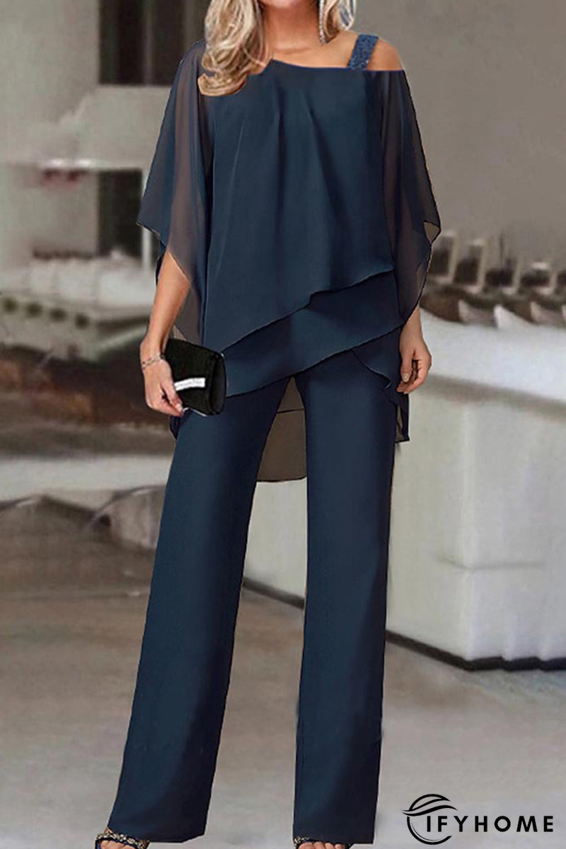 Casual Solid Patchwork Oblique Collar Two Pieces(5 Colors) | IFYHOME