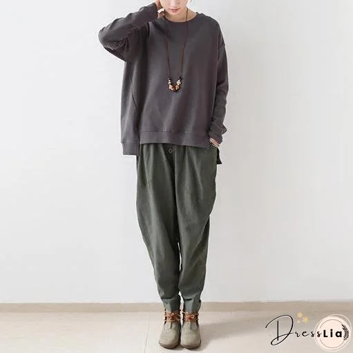 Grey cotton sweat shirt womens cotton top