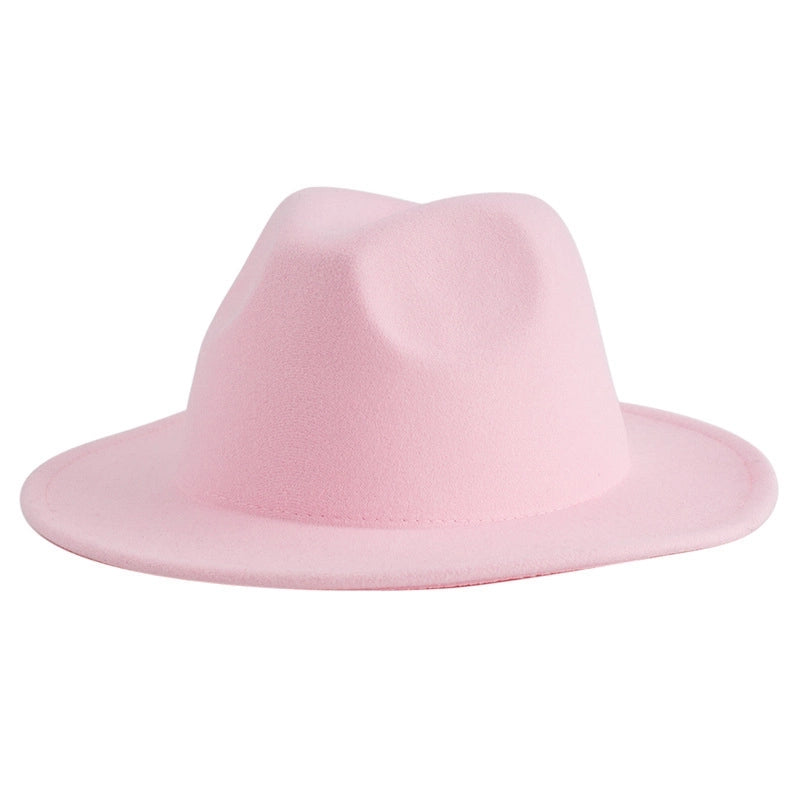 60 Color Solid Color Jazz Top Hat British Style Retro Woolen Hat Adult Embroidered Logo Felt Hat