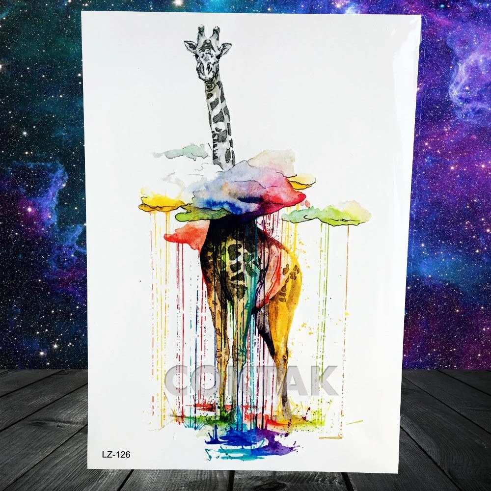 Fashion Space Temporary Tattoos For Kids Women Body Art Face Tatoos Realistic Fake Washable Geometric Flower Wolf Tattoo For Men