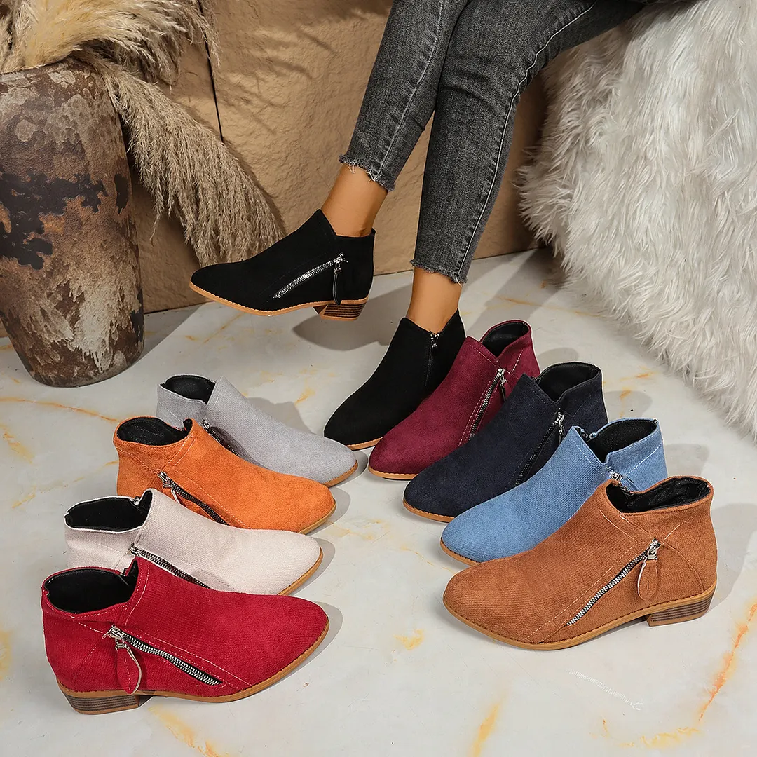Breakj Breakj Martin Boots 2023 Autumn And Winter New Coarse Heel Side Zipper Large Size 43 Yards Female Short Boots