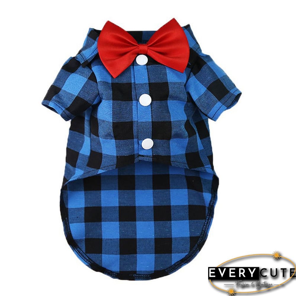 3 Colors Dog Plaid Shirt with Bow Tie Pet Clothes for Puppy Cat Western Collar Shirts Birthday Party Holiday Wedding Costume Outfit