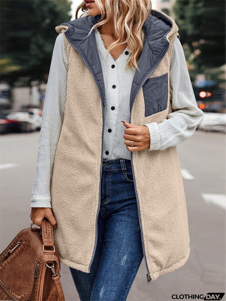 Sleeveless Zip-up Reversible Quilted Vest Puffer Jacket for Women