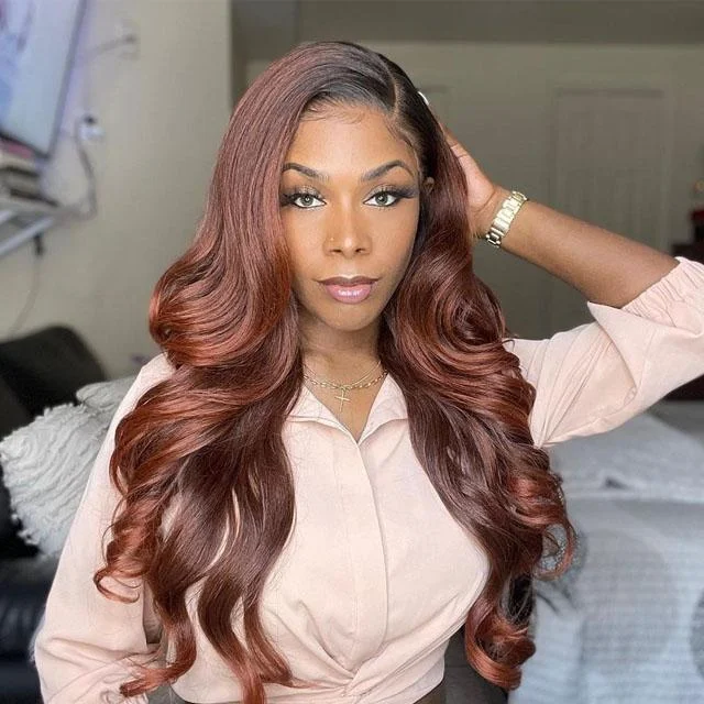 Glueless Brown Long Body Wave Wig