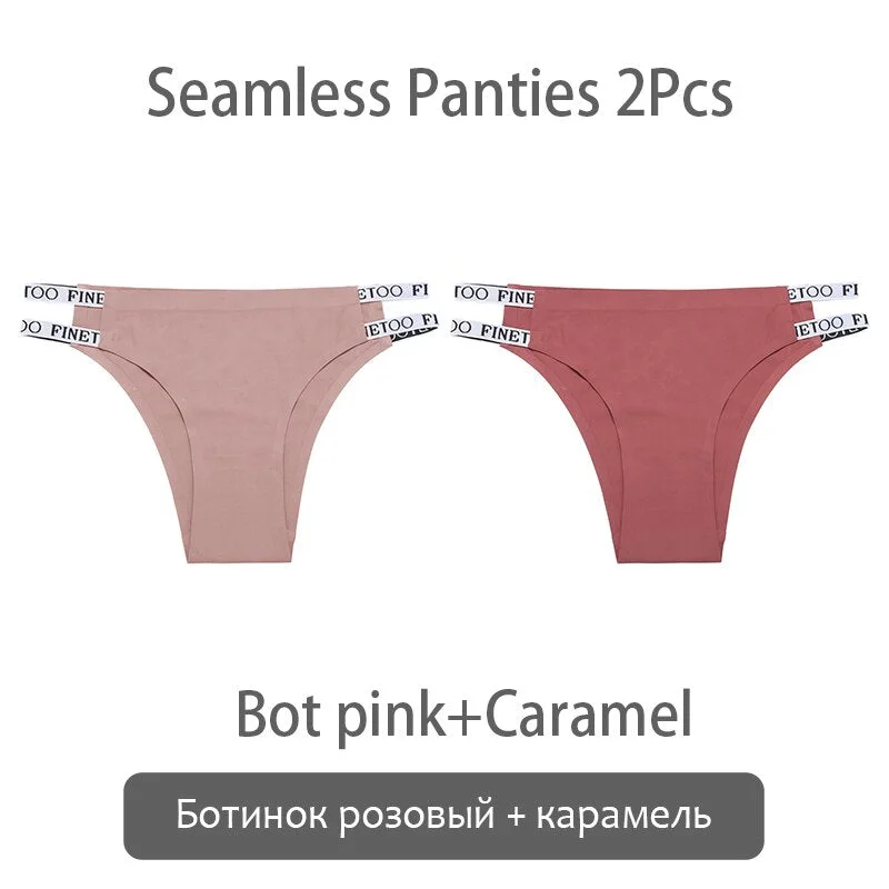 FINETOO Sexy Brazilian Panties Women Seamless Thongs M-XL Ladies Soft Underpants Smooth Letter Underwear Female Lingerie 2021