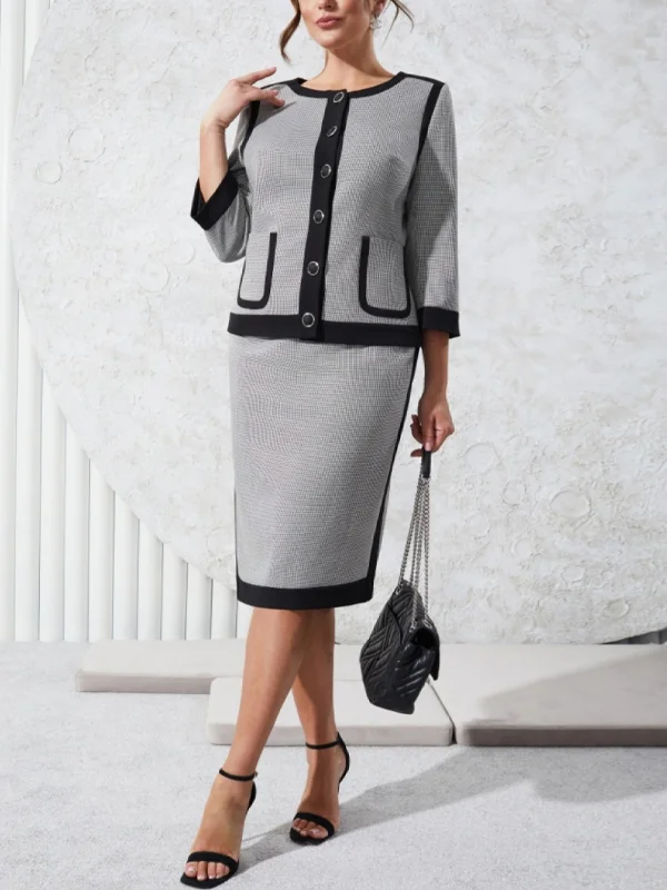 Xiaoxiangfeng Contrast Color Top Skirt Suit
