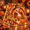 DIY Wooden Diamond Painting Pearl Tent House with Lights, Holiday Tabletop Art Craft Kit with String Lights, Christmas Home Decor Gift