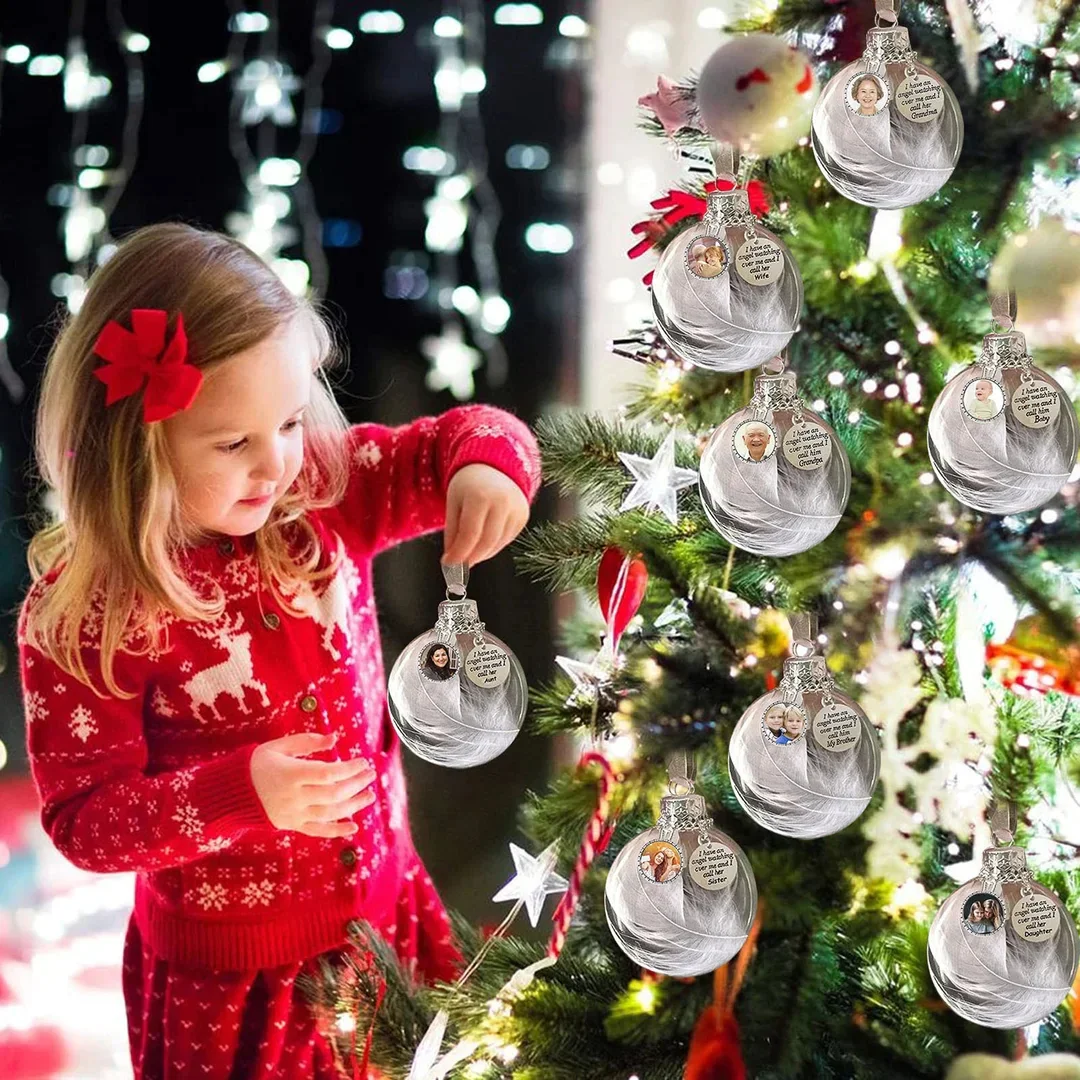 Personalized Christmas Feather Ball Custom Photo Memorial Ornament
