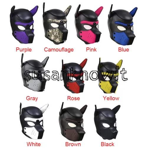 pornhint Pornhint Masks Dog Hood Mask Padded Latex Rubber Role Play Full Head+Ears Mask Couples Libido