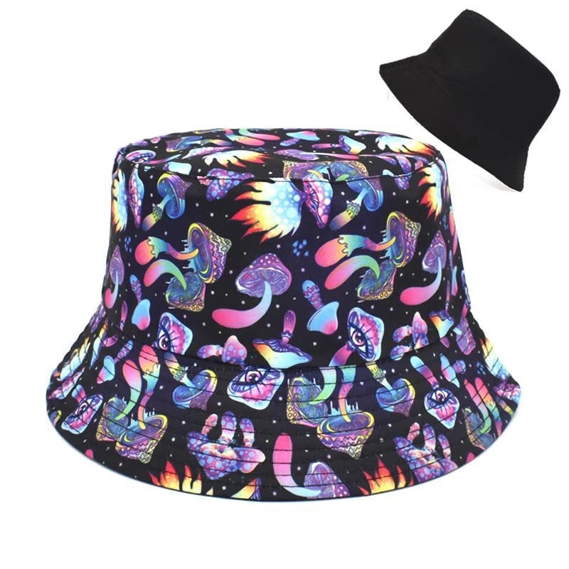 Printed Double-sided Foldable Fisherman Hat Women’s Summer Travel Sunshade Sun Protection Pot Hat For Men