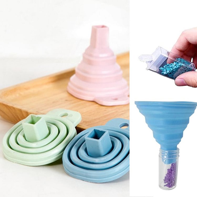 5 Colors Diamond Painting Tools Collapsible Round Funnel Silica Gel Multi-function for Diamond Painting