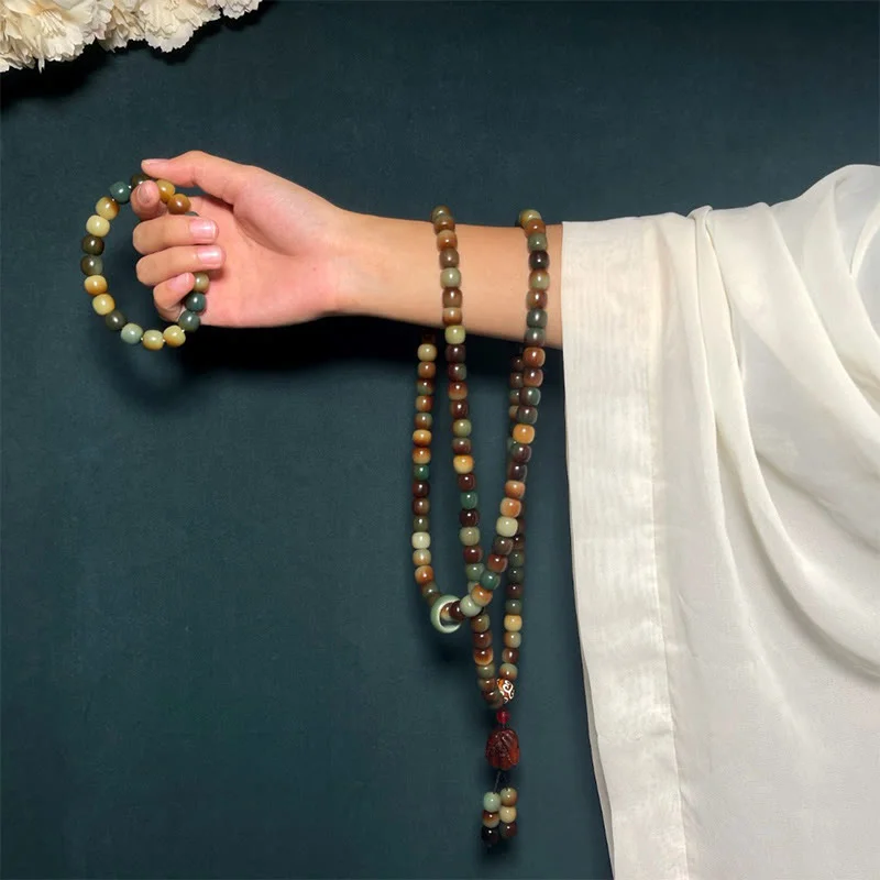 Peace Wisdom Bracelet Wrist Mala 108 Mala Beads Bodhi Seed Pocket Mala