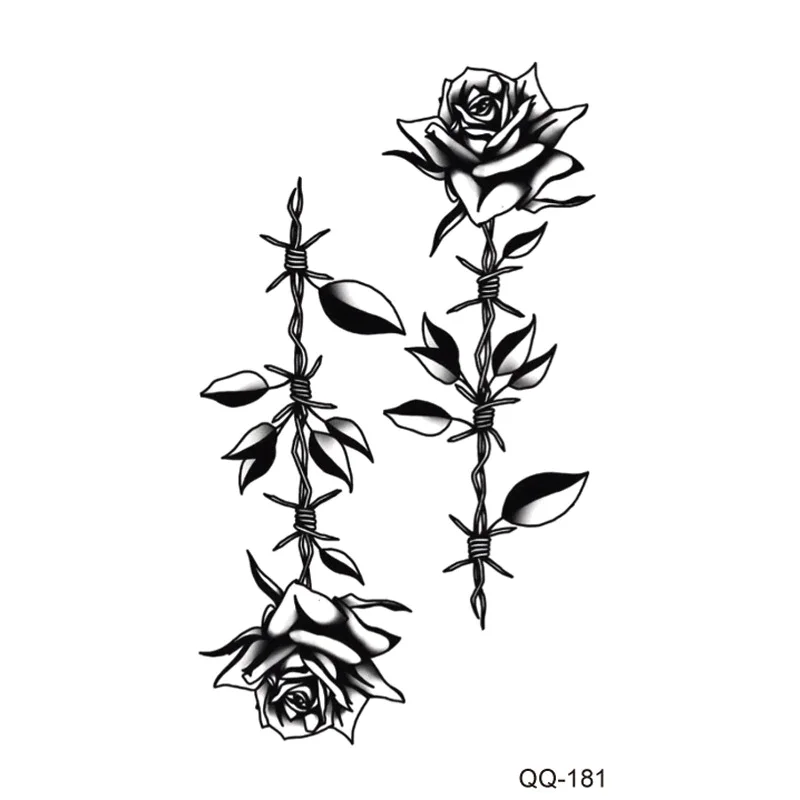 Sdrawing Rose Temporary Tattoo Sticker Flower Feather Elephant Body Clavicle Ankle Legs Arm Art Fake Tatto Party Bikini Tatoos