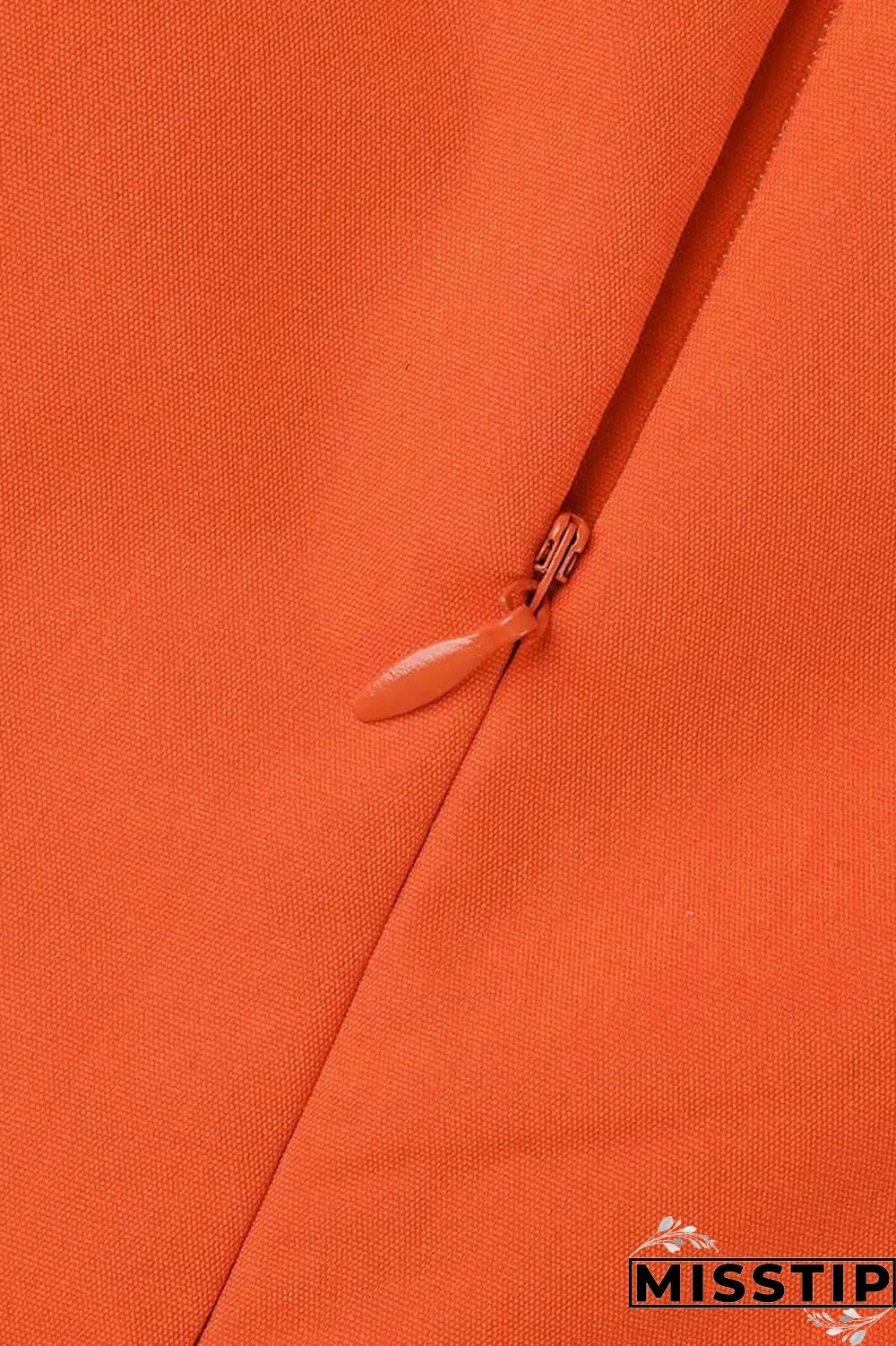 Orange Casual Solid Backless Slit Off the Shoulder Short Sleeve Dress Dresses