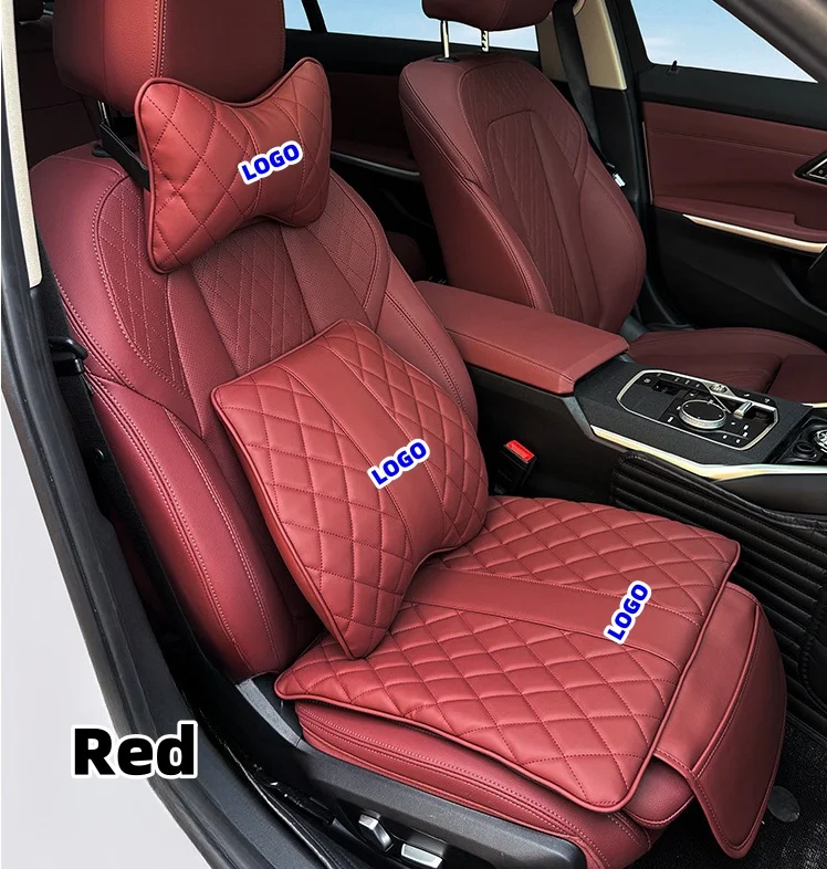 🔥Hot sale🔥Leather car seat cushion and lumbar support set(Special car LOGO)