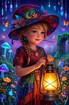 Luxury AB Velvet Diamond Painting Kit - Little Girl with a Lantern