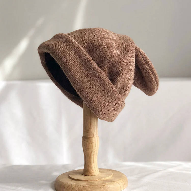 Draping Cute Bunny Ears Woolen Hat Outdoor Cap - Modakawa Modakawa