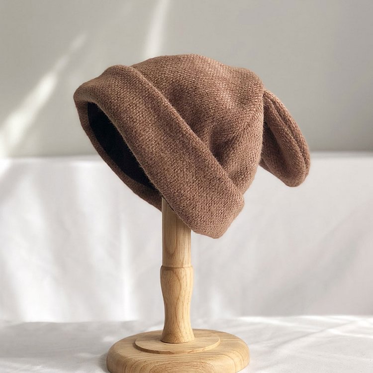 Draping Cute Bunny Ears Woolen Hat Outdoor Cap - Modakawa Modakawa