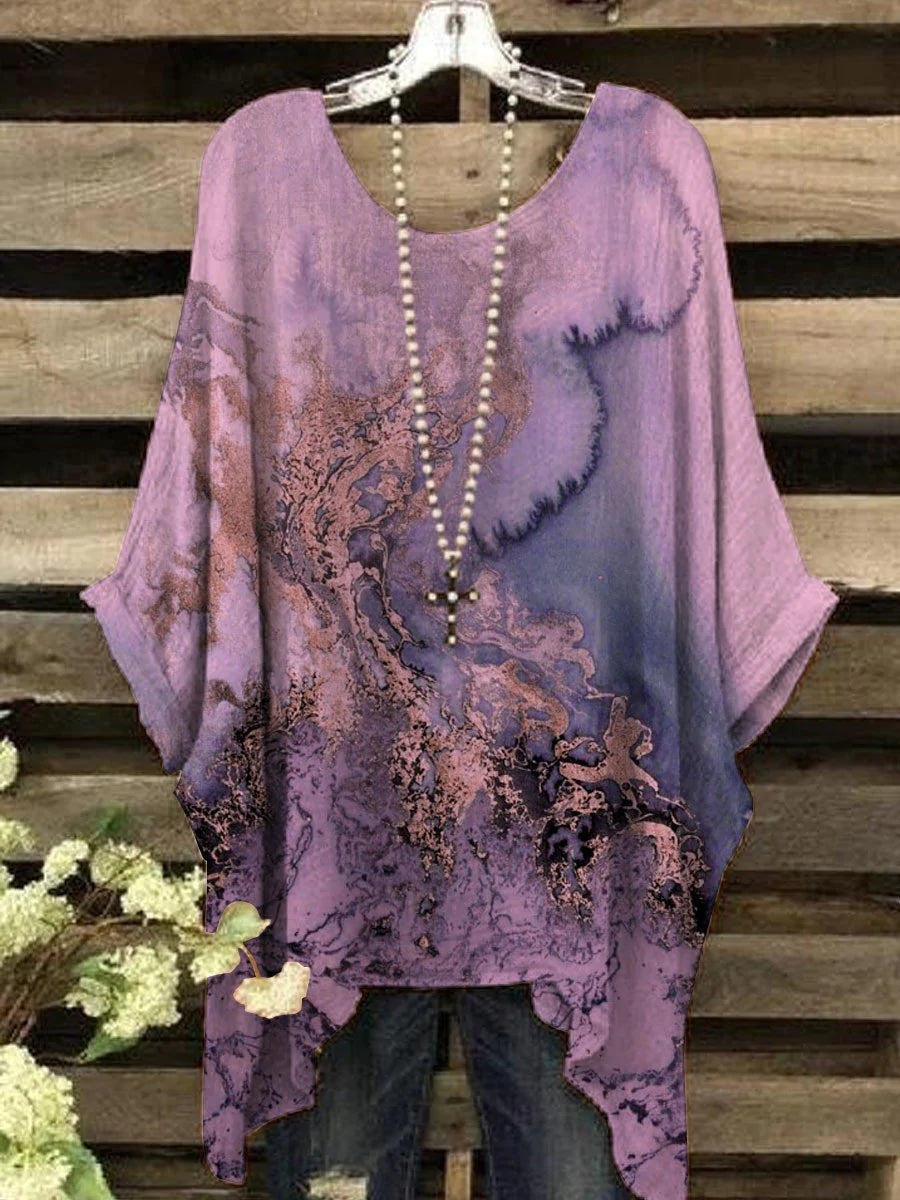 Women 3/4 Sleeve Scoop Neck Graphic Floral Printed Women Tops