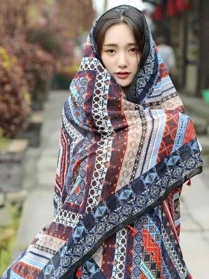 Oversized Spring And Summer Women Solid Color National Wind Sunscreen Silk Scarf Long Paragraph Shawl Beach Towel