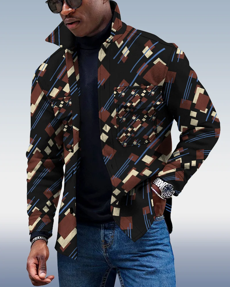 Men's Casual Geometric Pattern Jacket 020