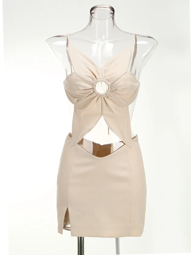 Brownm Women's New Three-Dimensional Flower Design Sexy Bare Umbilly Slings Dress Dress Dress