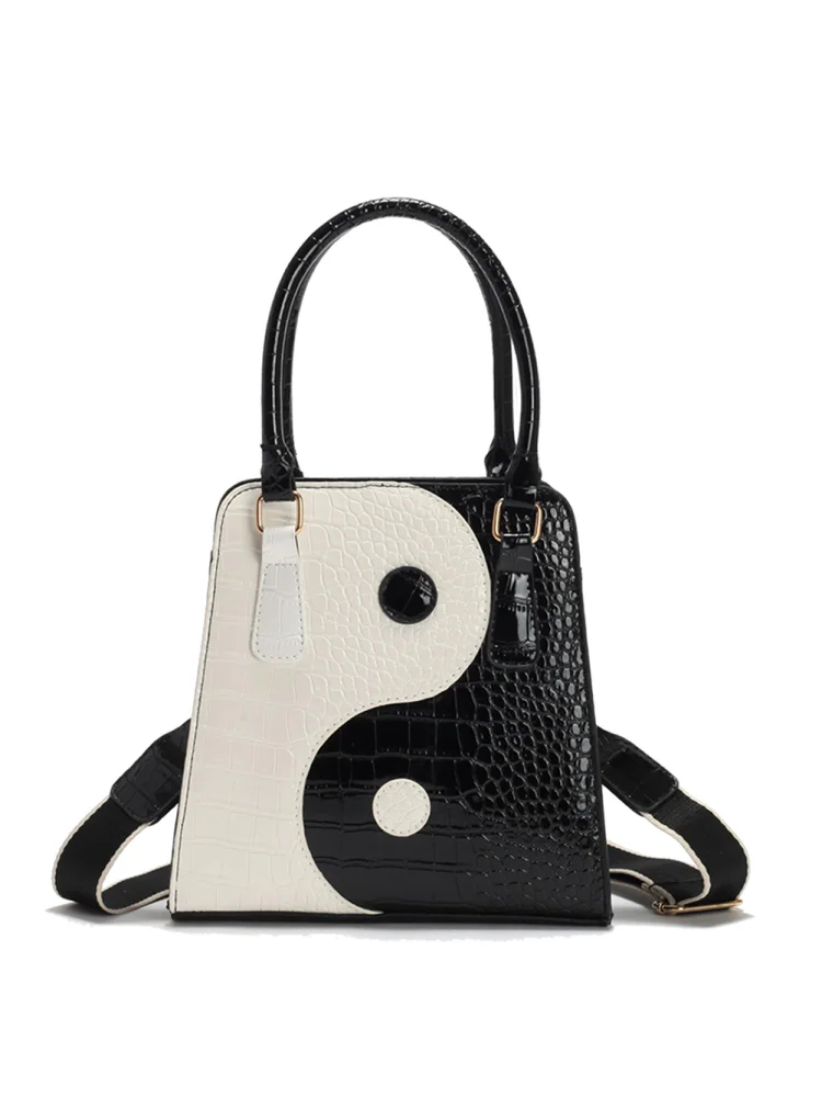 Vintage Tai Chi Hit Color Shoulder Bag Women Alligator Pattern Handbags
