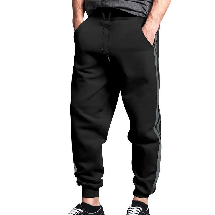 Men's Casual Solid Color Block Drawstring Sports Pants 86019531TO