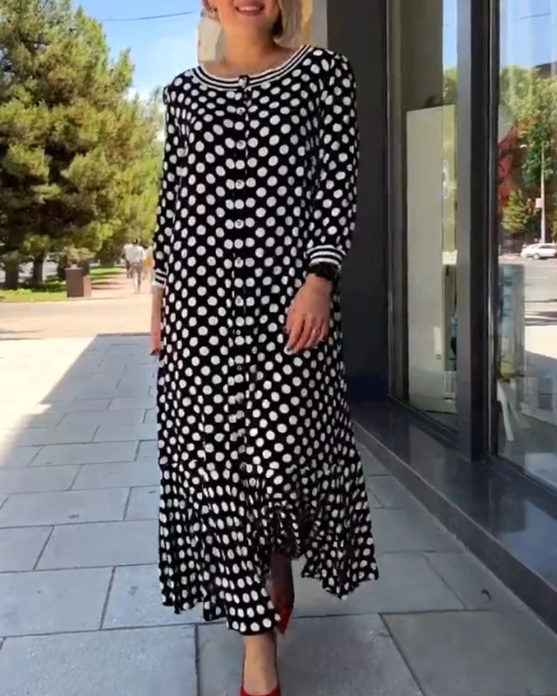 Mature Women Casual Polka Dot Fashion Temperament Dress