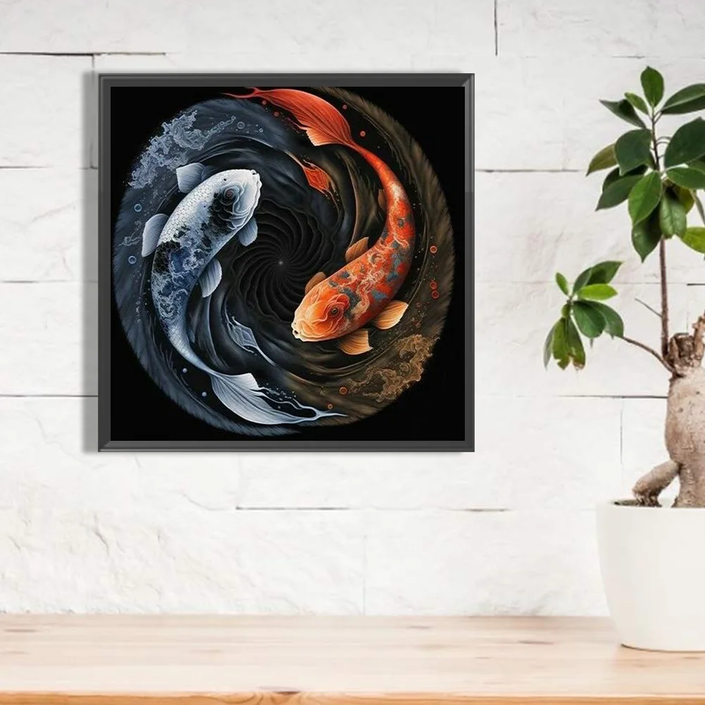 Diamond Painting - Full Round Drill - Yin Yang Fish(30*30cm)