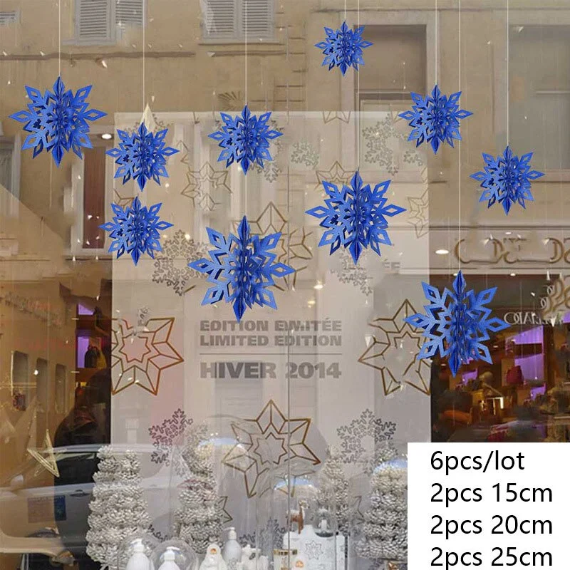 3D Artificial Snowflakes Paper Garland Banner Christmas Decorations for Home Winter Birthday Party Fake Snow New Year Ornaments
