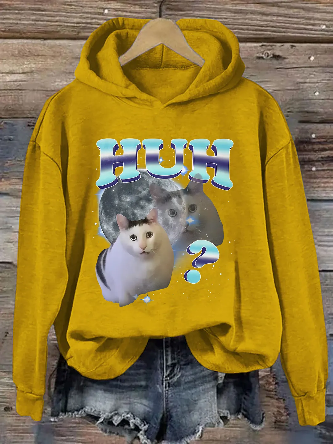 HUH Funny Cat Meme Hoodie