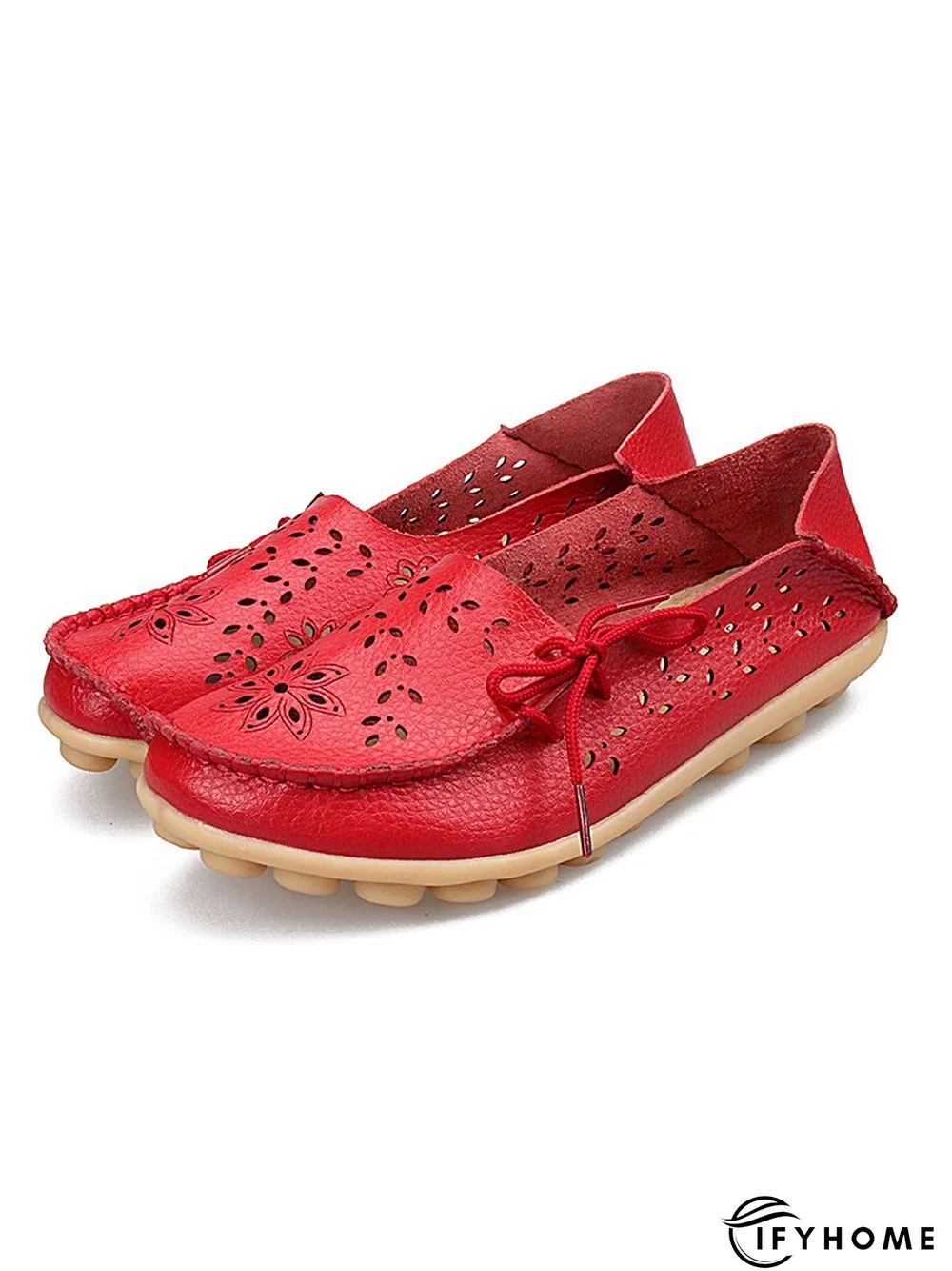 Cowhide Hollow Lace-up Portable Shoes | IFYHOME