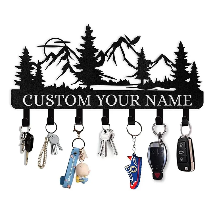 Personalized Key Holder for Wall, Custom Forest Deer Coat Rack Wall Hanging, Key Metal Key Holder Wall Mount, Key Holder for Wall, Key Rack Organizer for Kitchen, Hallway, Doorway, Home Decor Gift