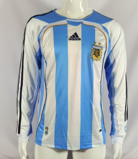 Retro 2006 Argentina Home Long Sleeve Football T-Shirt Thai Quality