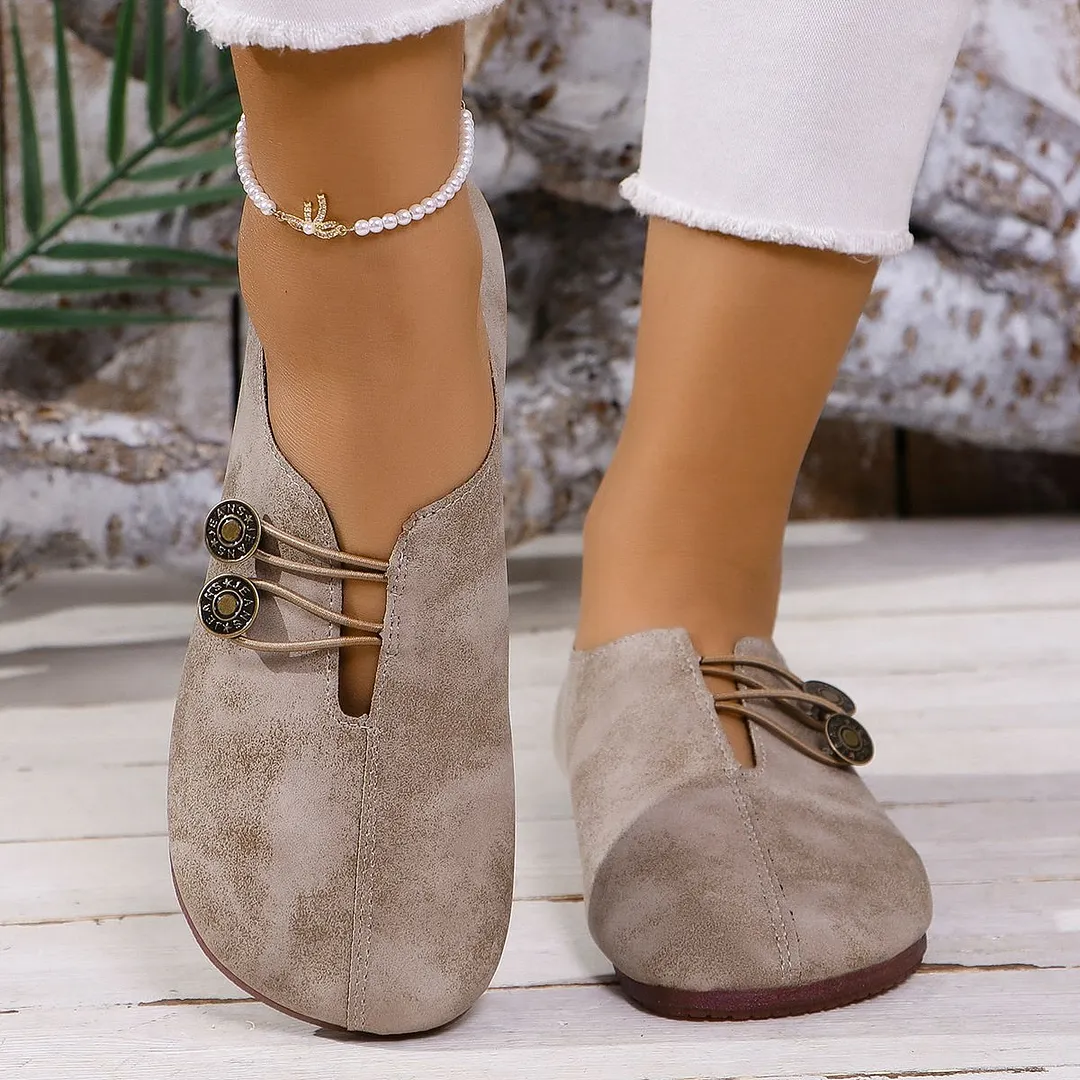 Breakj Breakj Summer And Autumn New Soft Leather Flat Soles Women's Round Head Shallow One-Foot Pedal Large Size Women's Shoes