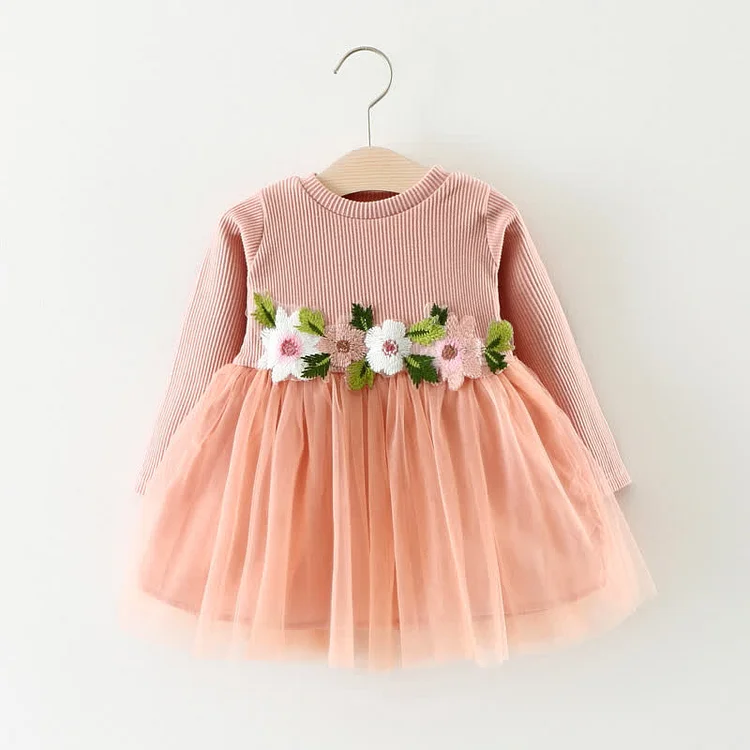 Baby Flower Stitching Mesh Dress