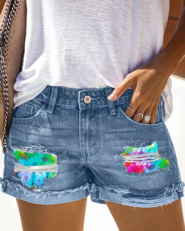 TIE DYE RIPPED Shorts
